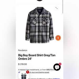 Pendleton
Big
Boy
Board
Shirt
Grey/Tan
Ombre
24'